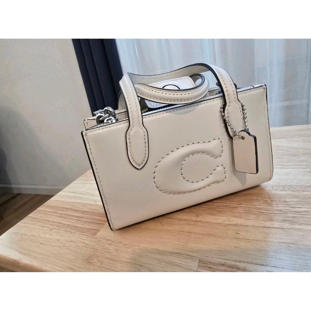 Coach Womens Nina Mini Tote Bag Silver/Chalk CT804 NWT - Picture 2 of 9